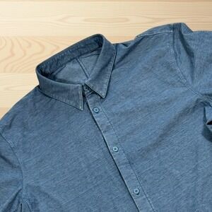 Lululemon Mens Blue Textured LS Button Up Casual Shirt One Thing At A Time Large